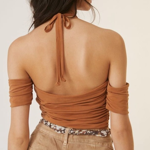 Anthropologie crop top in brown. Keyhole halter style. Size XL. Brand new! - Picture 5 of 5